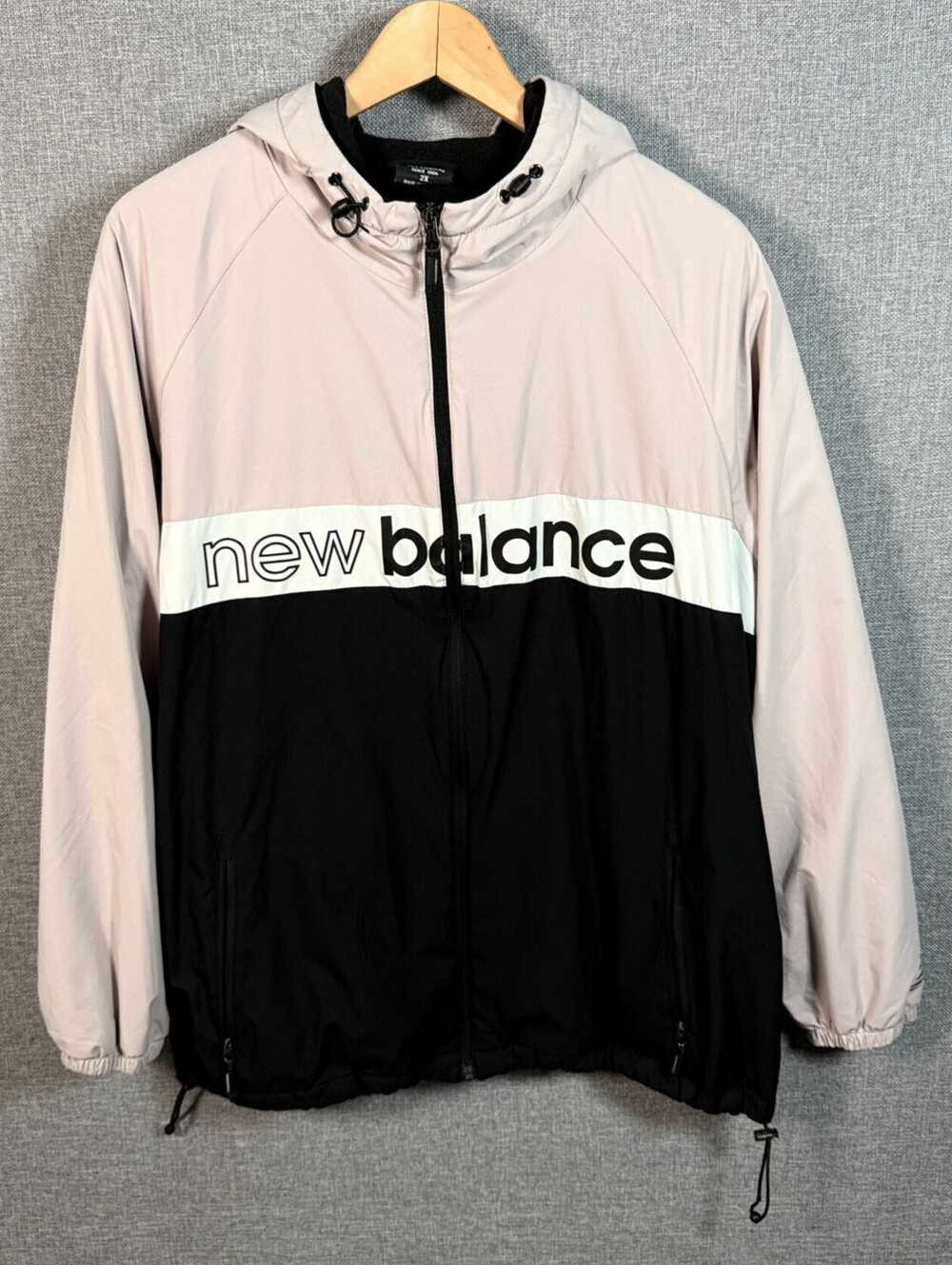 New Balance Womens 2X Colorblock Hooded Fleece Lined Full Zip Jacket/Coat